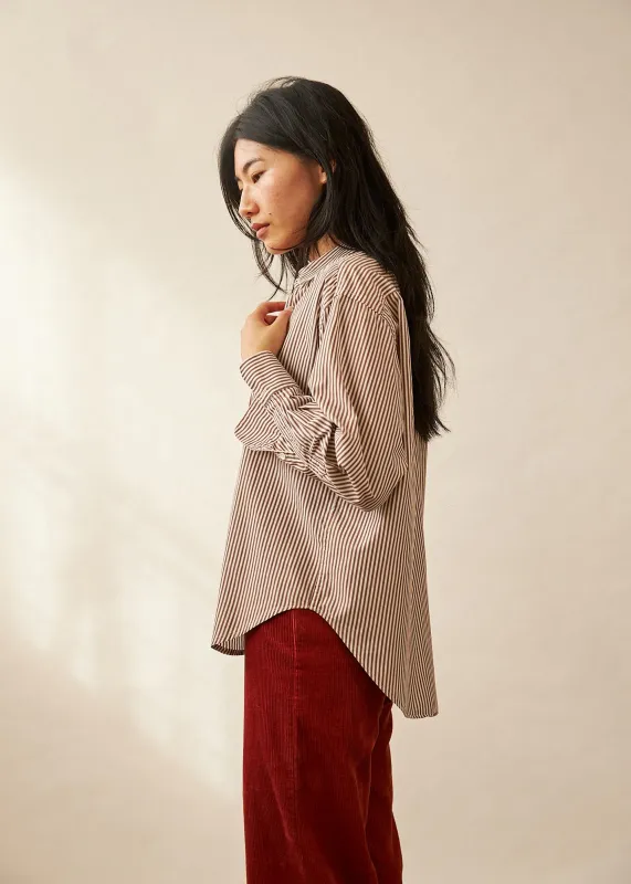 Maryse Shirt (Brown Butcher Stripe) sold by Penny Sage