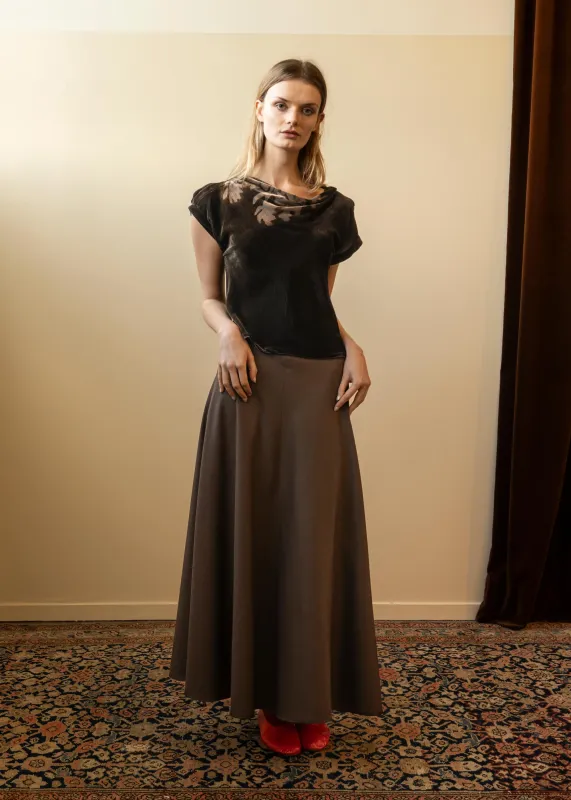 Frances Skirt Chocolate (Sample) sold by Penny Sage