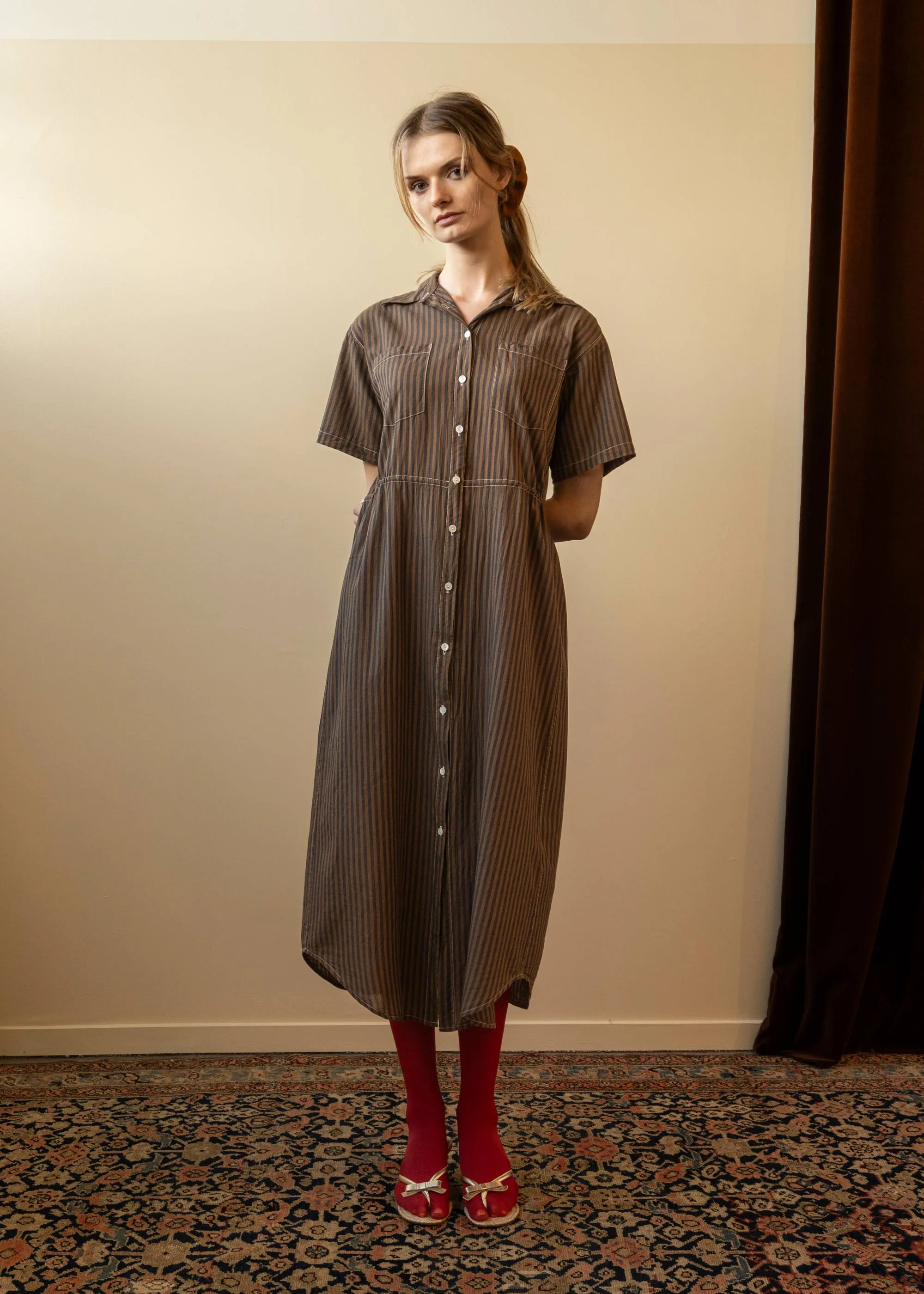Coastal Shirt Dress Brown Stripe (Archive) sold by Penny Sage product image thumbnail 2