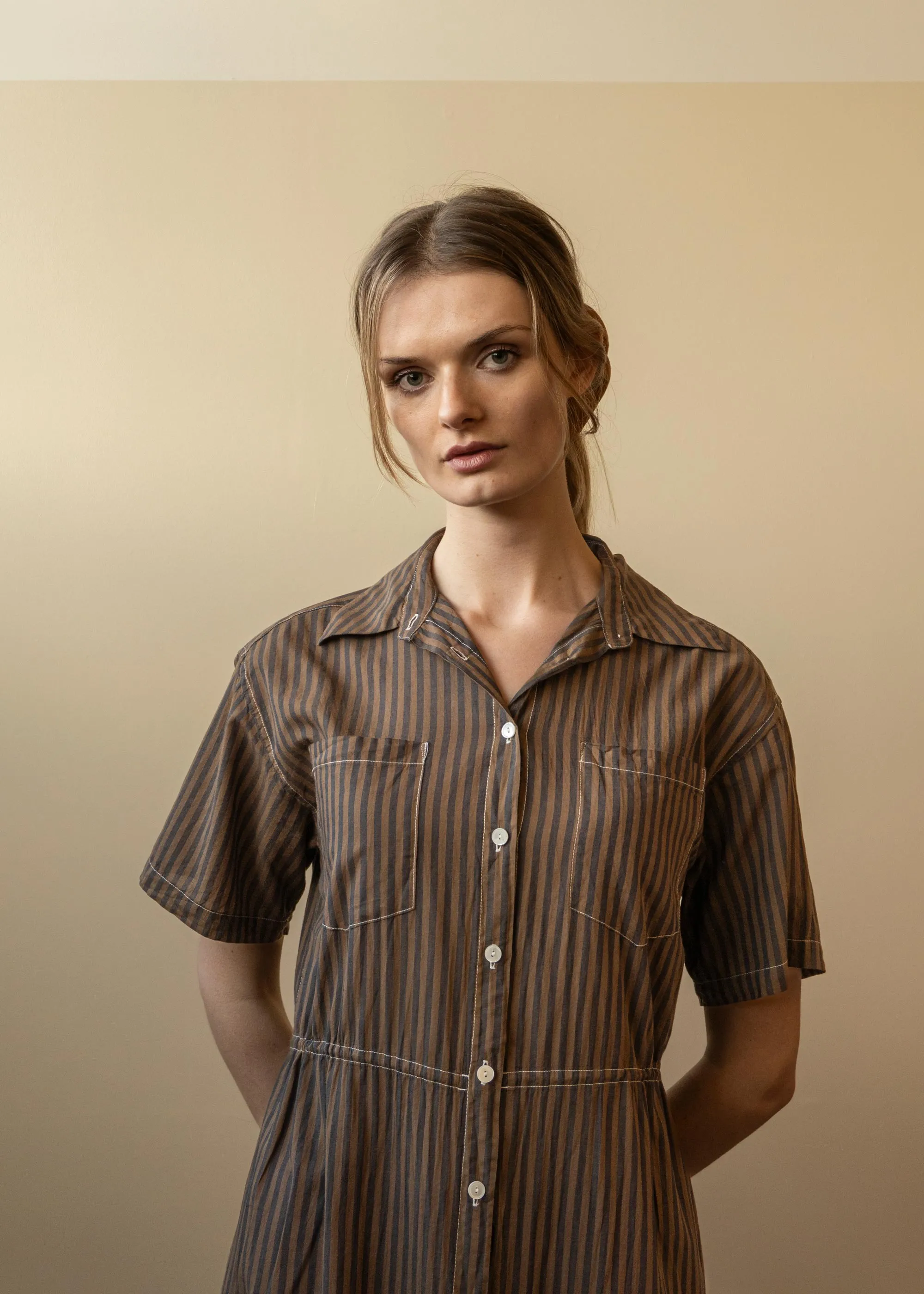 Coastal Shirt Dress Brown Stripe (Archive) sold by Penny Sage product image thumbnail 3