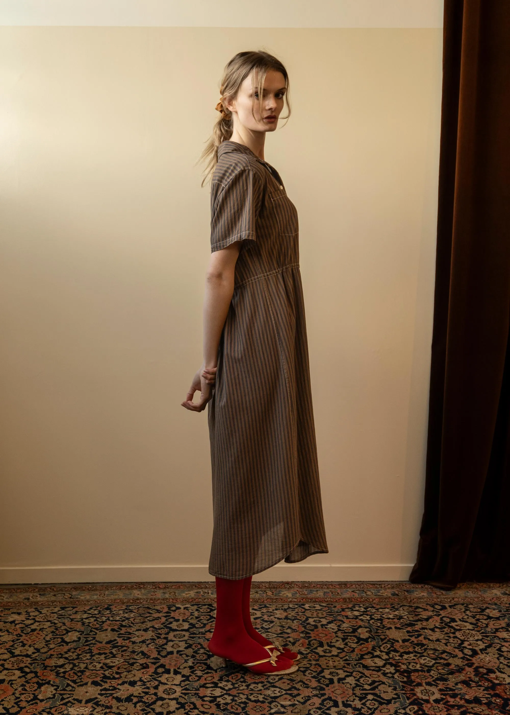 Coastal Shirt Dress Brown Stripe (Archive) sold by Penny Sage product image thumbnail 4