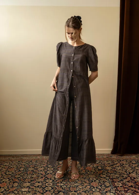 Sylvia Dress Charcoal Stripe (Archive) sold by Penny Sage