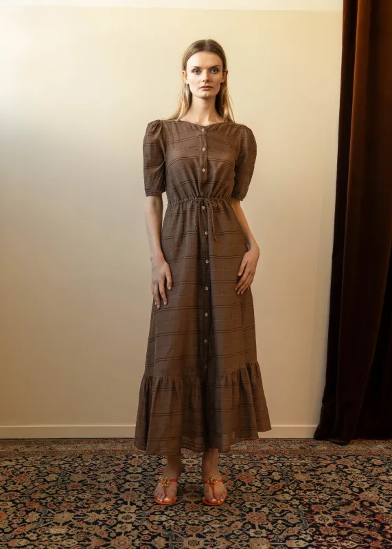 Sylvia Dress Brown Stripe (Archive) sold by Penny Sage