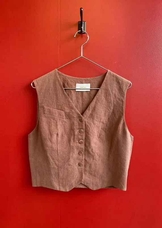 Etta Waistcoat Carob (Sample) sold by Penny Sage