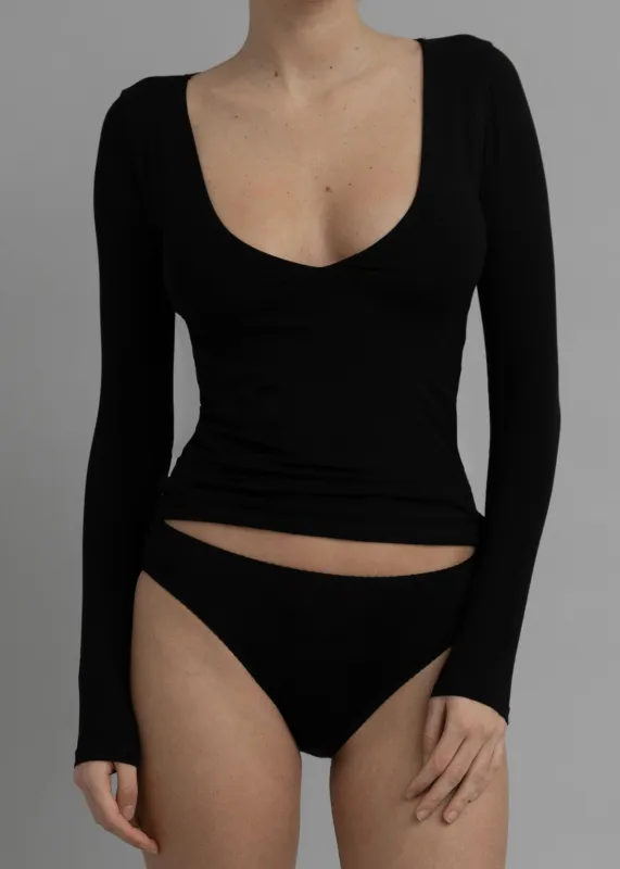 Kye Intimates Recline V Long Sleeve (Black) sold by Penny Sage