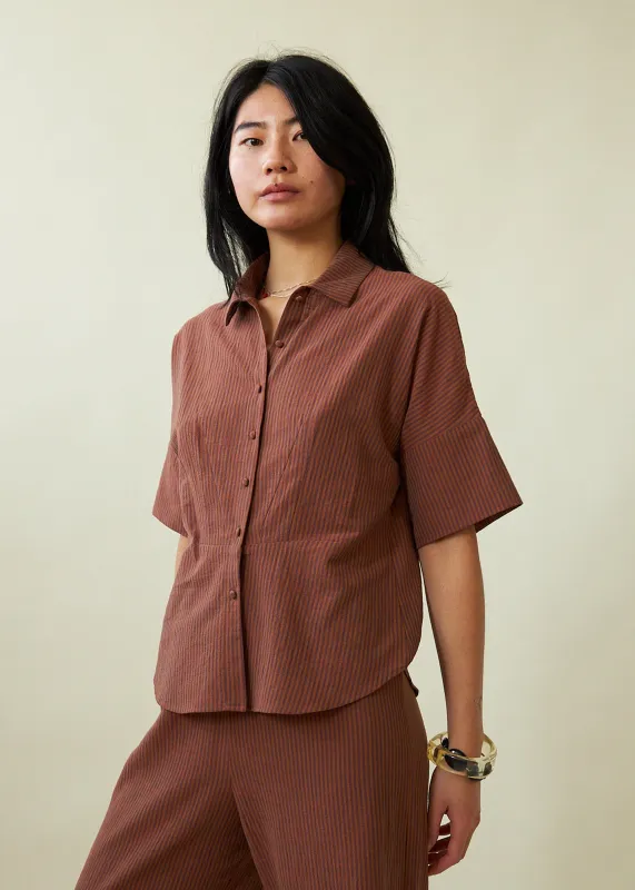 Beachy Shirt (Fig & Cinnamon Stripe) sold by Penny Sage