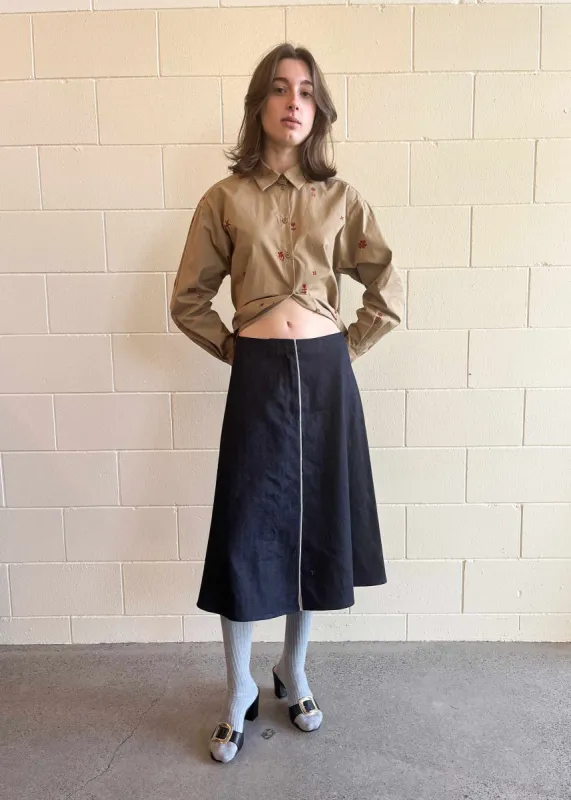 Selvedge Skirt Indigo Red (Sample) sold by Penny Sage