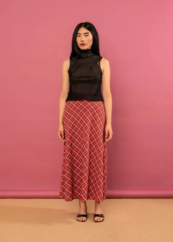 Lydia Skirt (Tomato Tartan) sold by Penny Sage