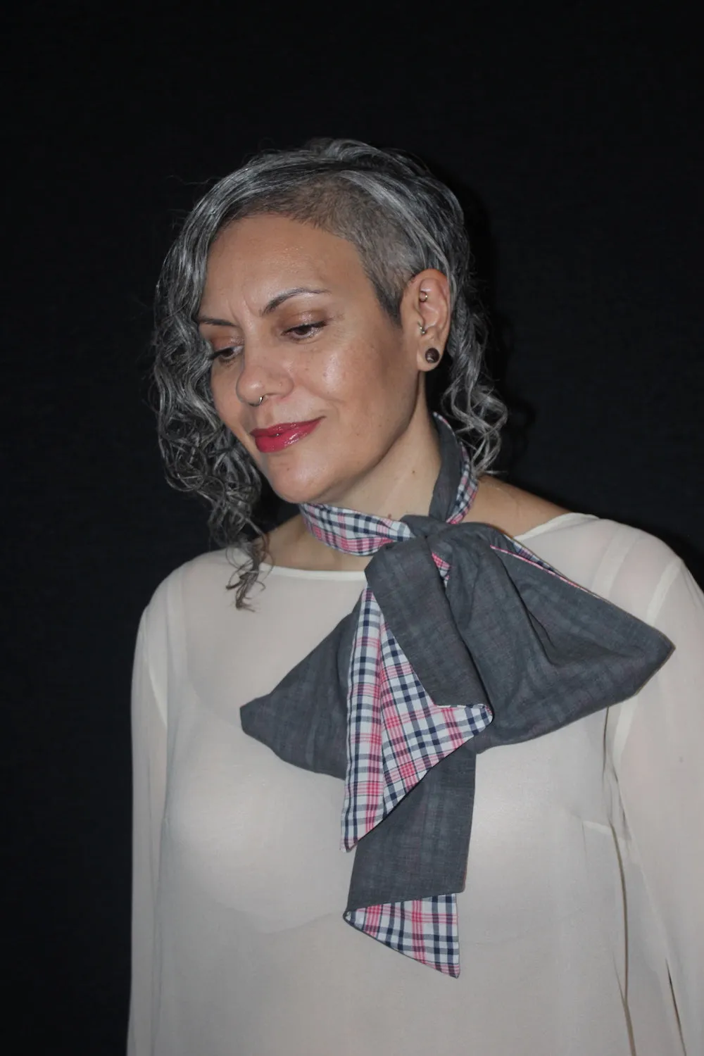 Scarf | Grey & Red Check | 100% Cotton sold by Citizen Women