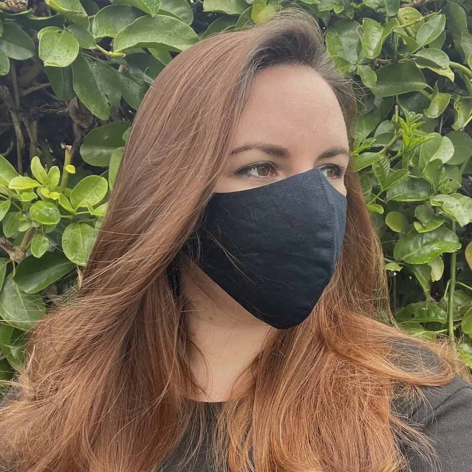 XtraComfort | Face Mask | Triple Layer | Navy & Royal Blue | Linen & Cotton | Reusable, washable and reversible! sold by Citizen Women product image thumbnail 2