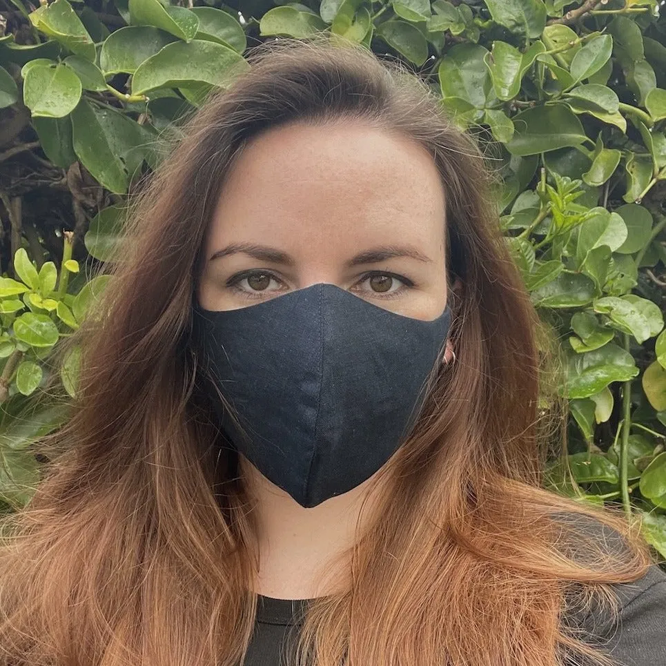 XtraComfort | Face Mask | Triple Layer | Navy & Royal Blue | Linen & Cotton | Reusable, washable and reversible! sold by Citizen Women