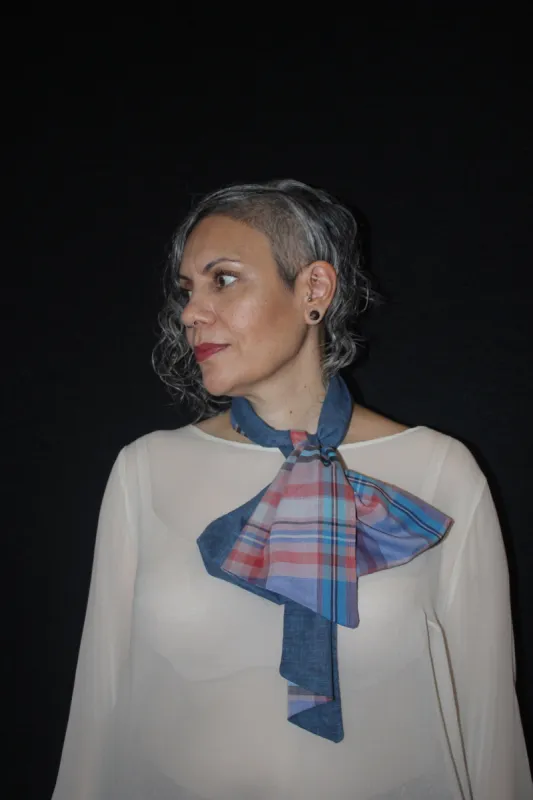 Scarf | Check & Ultramarine Blue | 100% Cotton sold by Citizen Women