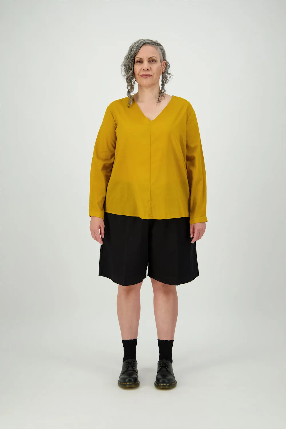 Category V-Neck Top | Mustard | Cotton sold by Citizen Women