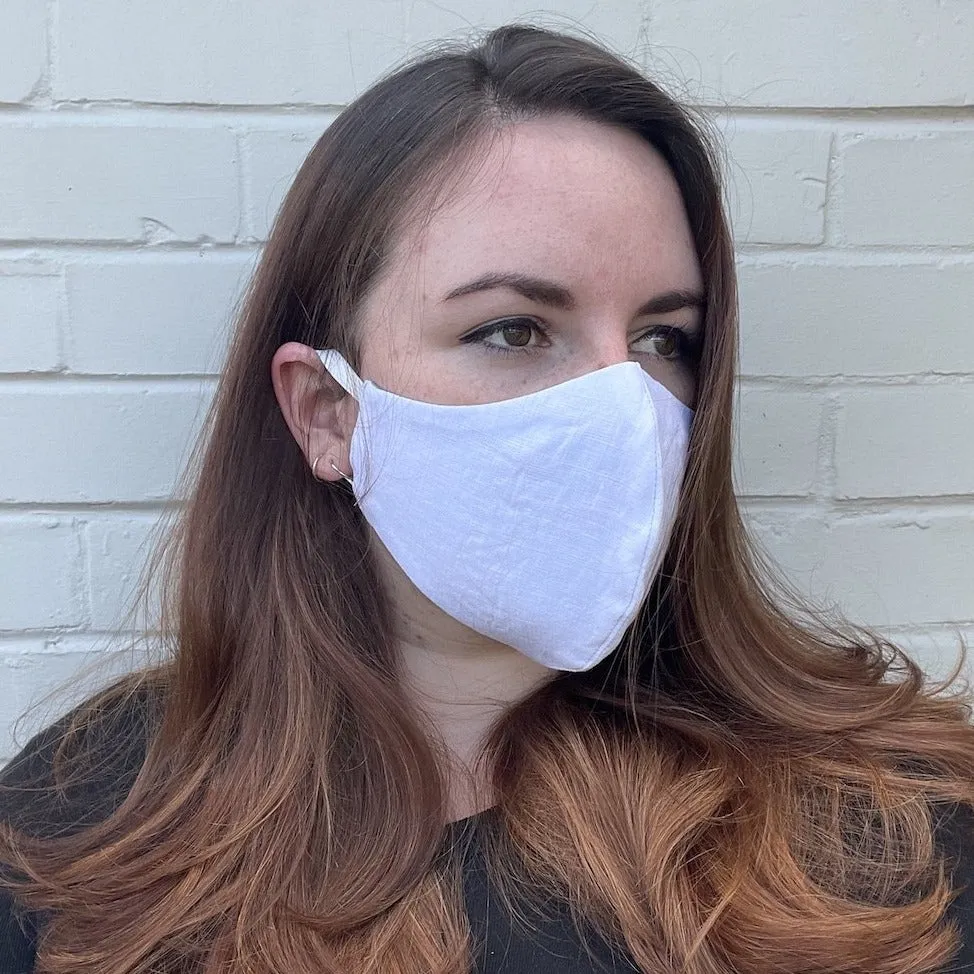 XtraComfort | Face Mask | Triple Layer | White & Dusky Blue| Linen & Cotton | Reusable, washable and reversible! sold by Citizen Women product image thumbnail 4