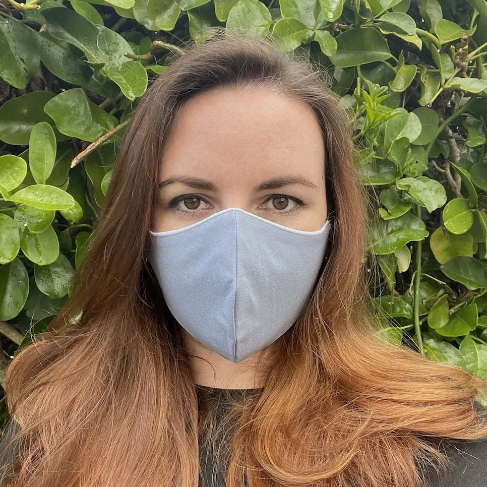 XtraComfort | Face Mask | Triple Layer | White & Dusky Blue| Linen & Cotton | Reusable, washable and reversible! sold by Citizen Women product image thumbnail 5