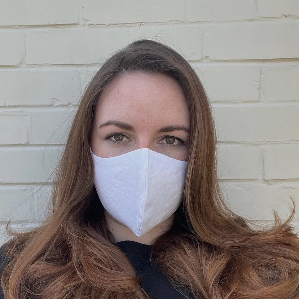 XtraComfort | Face Mask | Triple Layer | White & Dusky Blue| Linen & Cotton | Reusable, washable and reversible! sold by Citizen Women