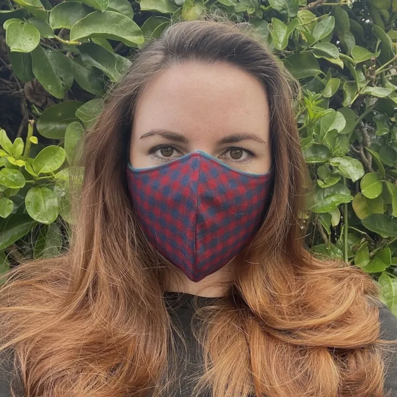 XtraComfort | Face Mask | Triple Layer | Petrol & Check | Reusable & Reversible sold by Citizen Women