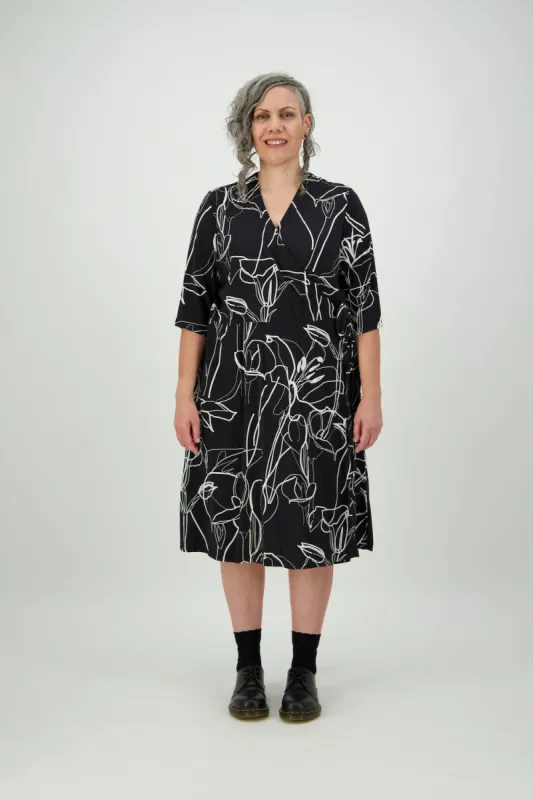 Black & White | Floral | Lucy Wrap Dress sold by Citizen Women