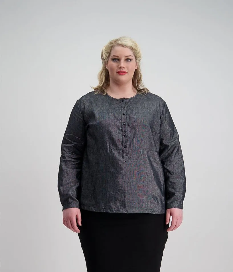 Capital Placket Shirt | Metallic | Linen sold by Citizen Women