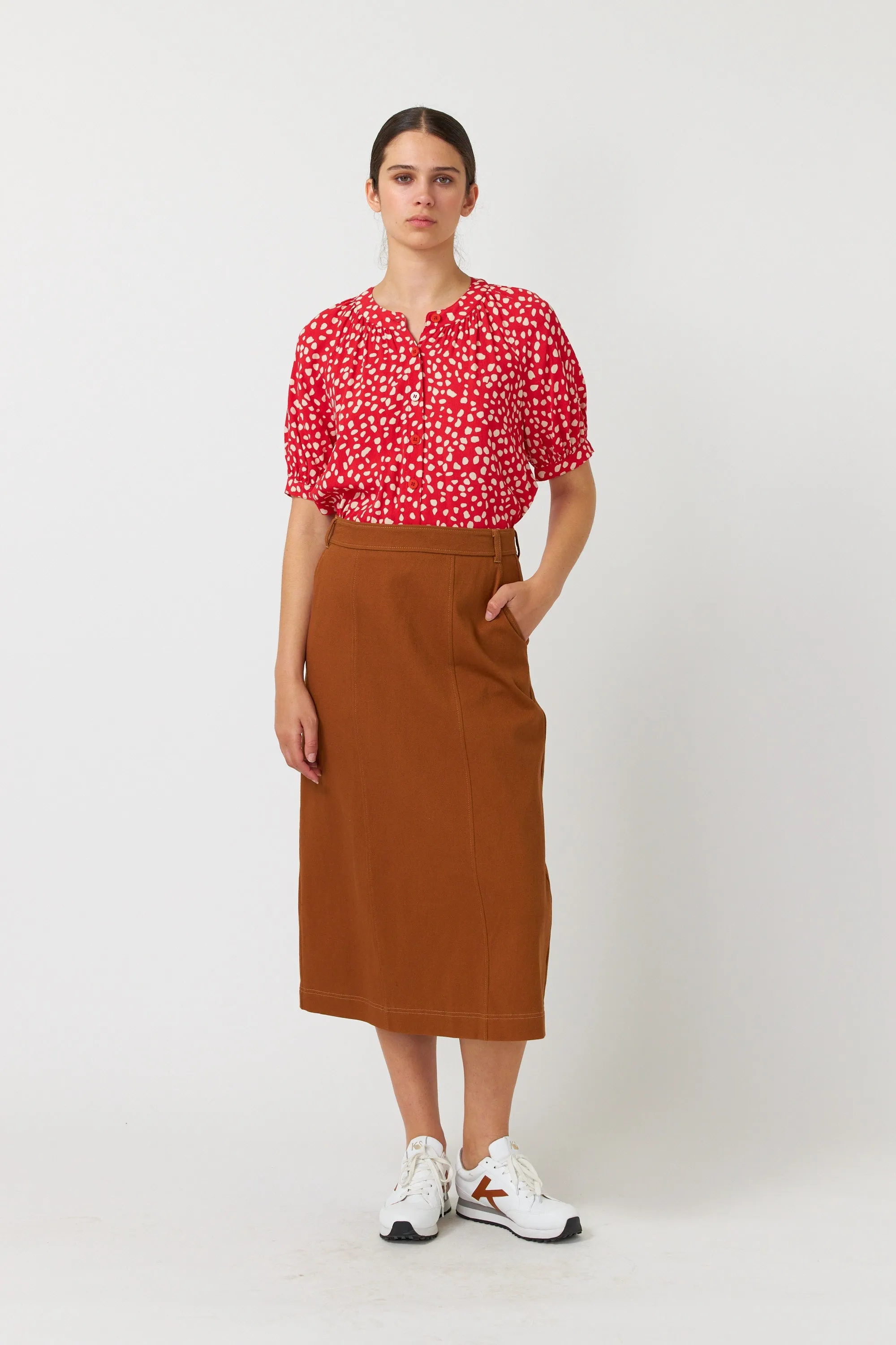 Denim skirt sold by Kate Sylvester