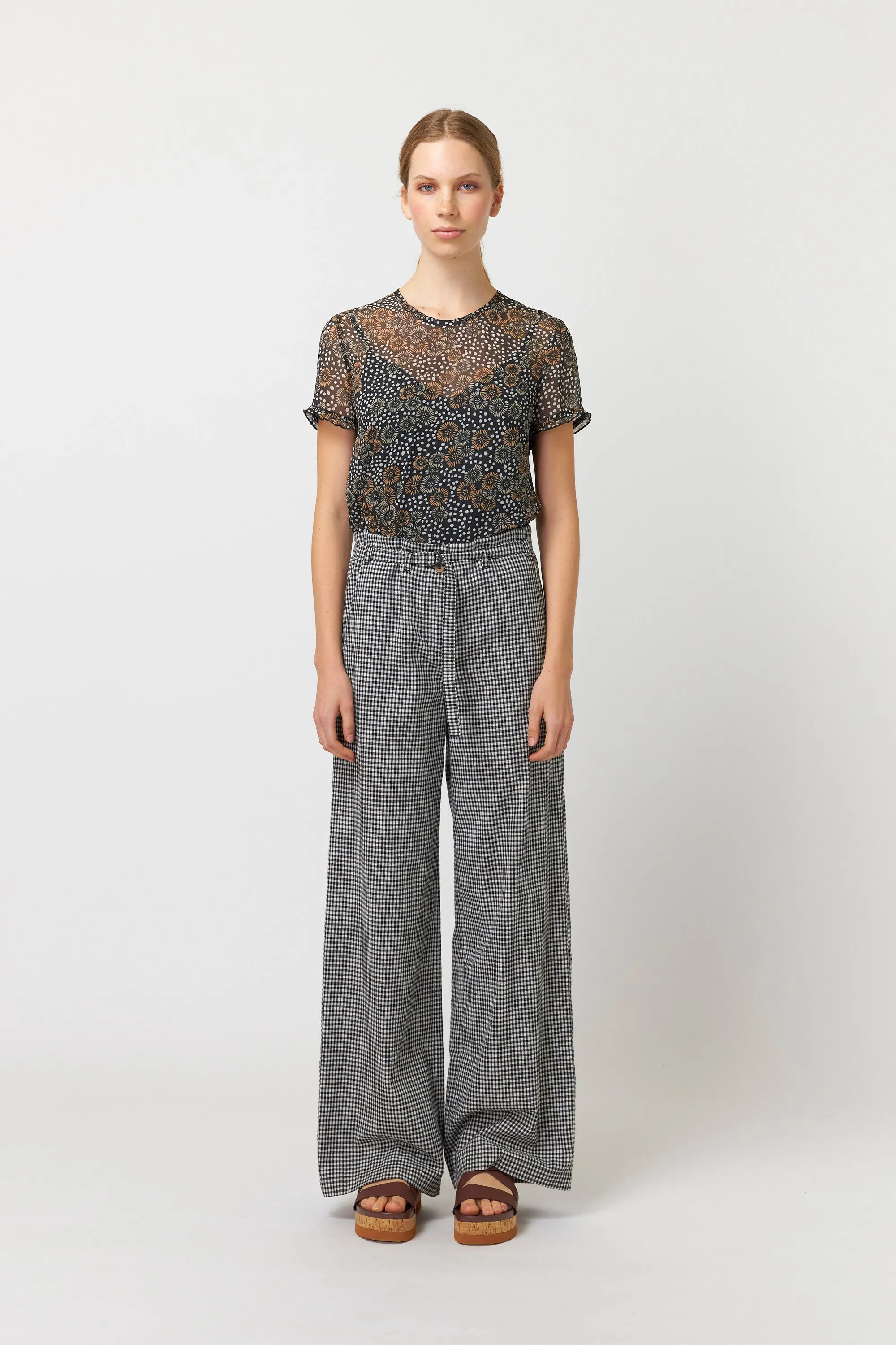 Gingham wide leg trouser sold by Kate Sylvester