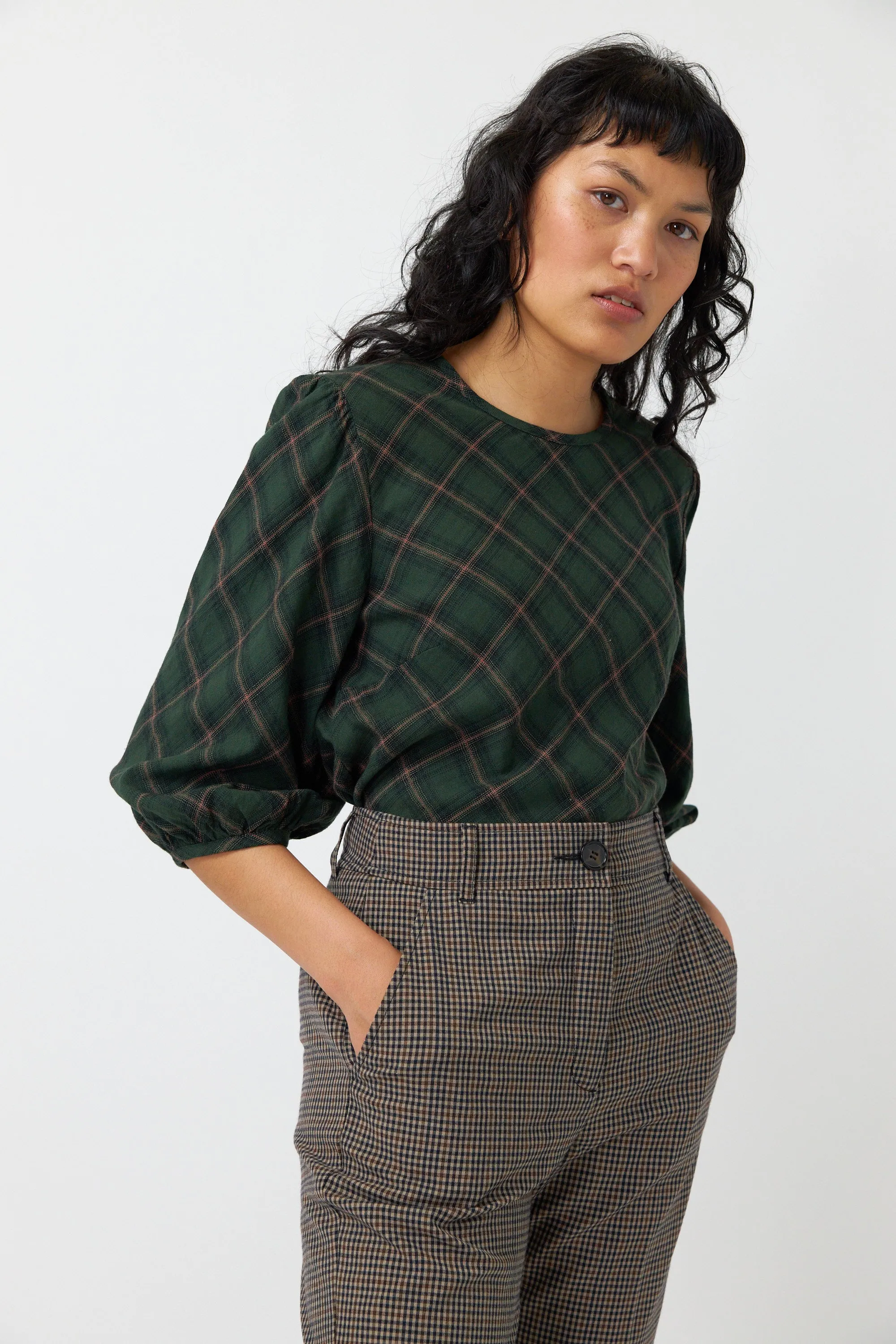 Plaid top sold by Kate Sylvester product image thumbnail 4