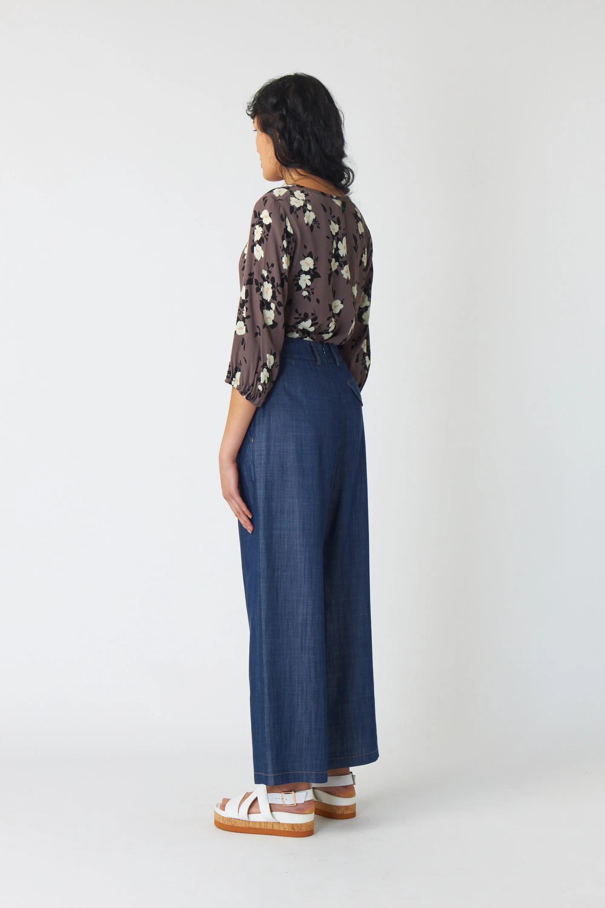 Chambray wide-leg trouser sold by Kate Sylvester product image thumbnail 3