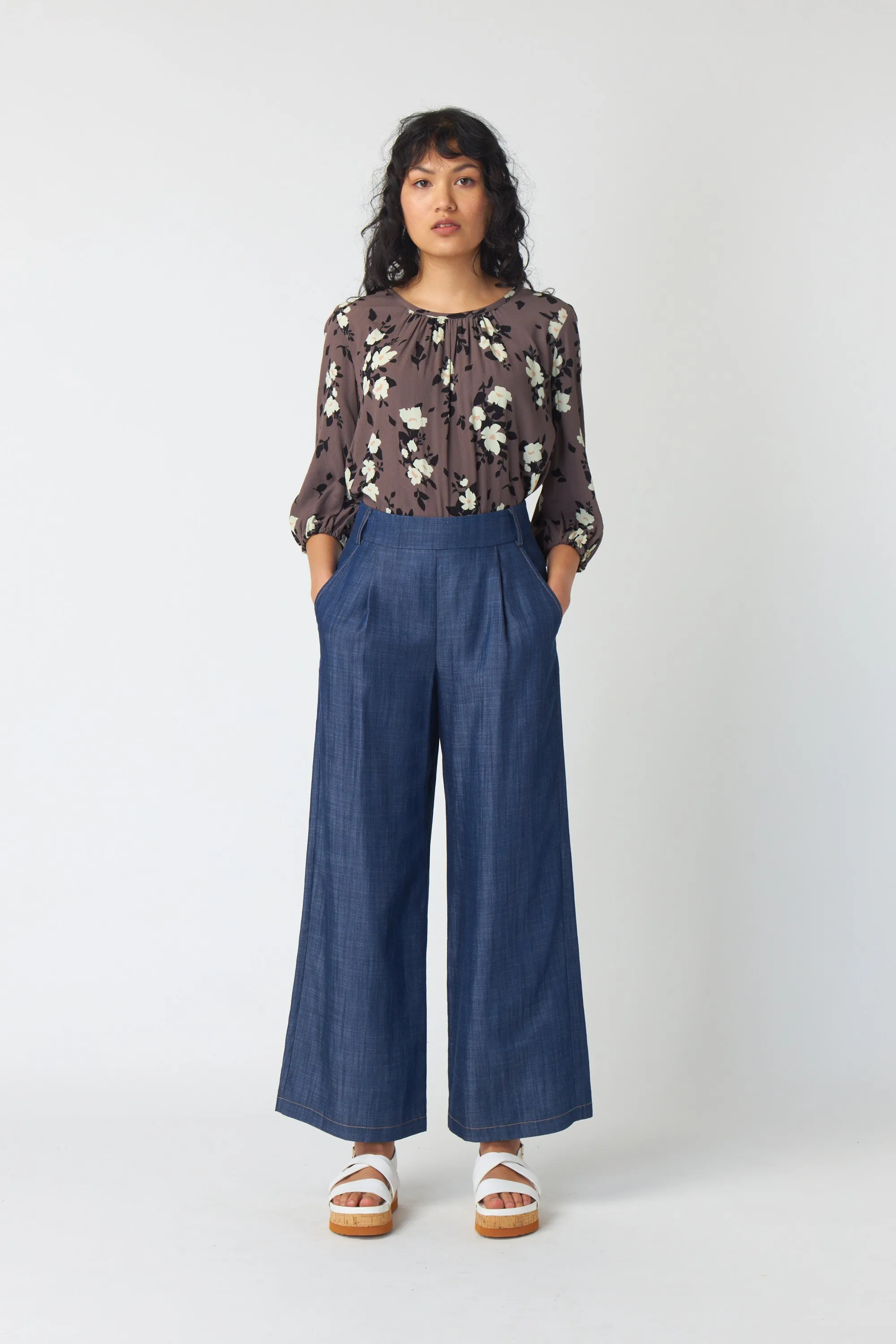 Chambray wide-leg trouser sold by Kate Sylvester