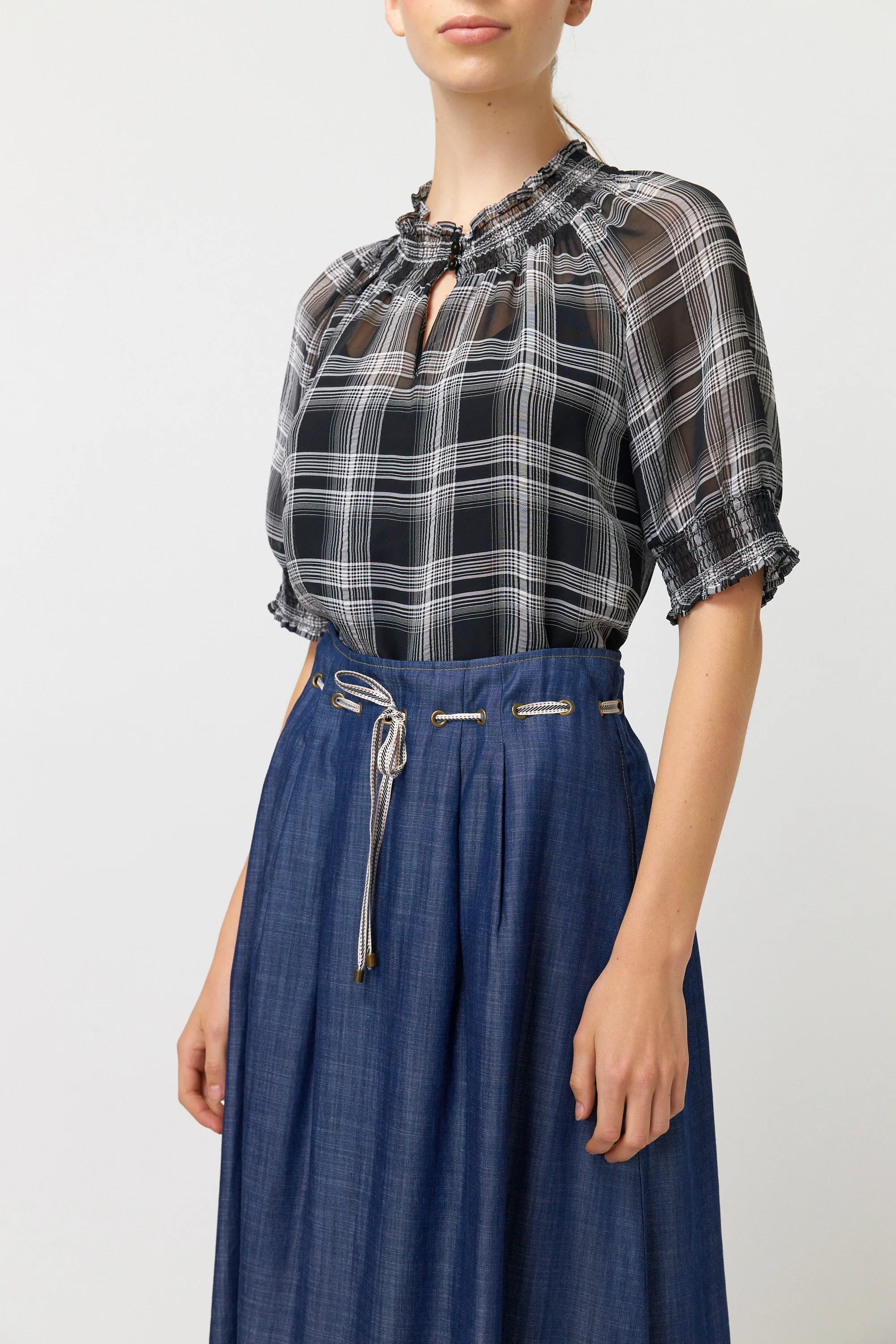 Sheer plaid top sold by Kate Sylvester product image thumbnail 4
