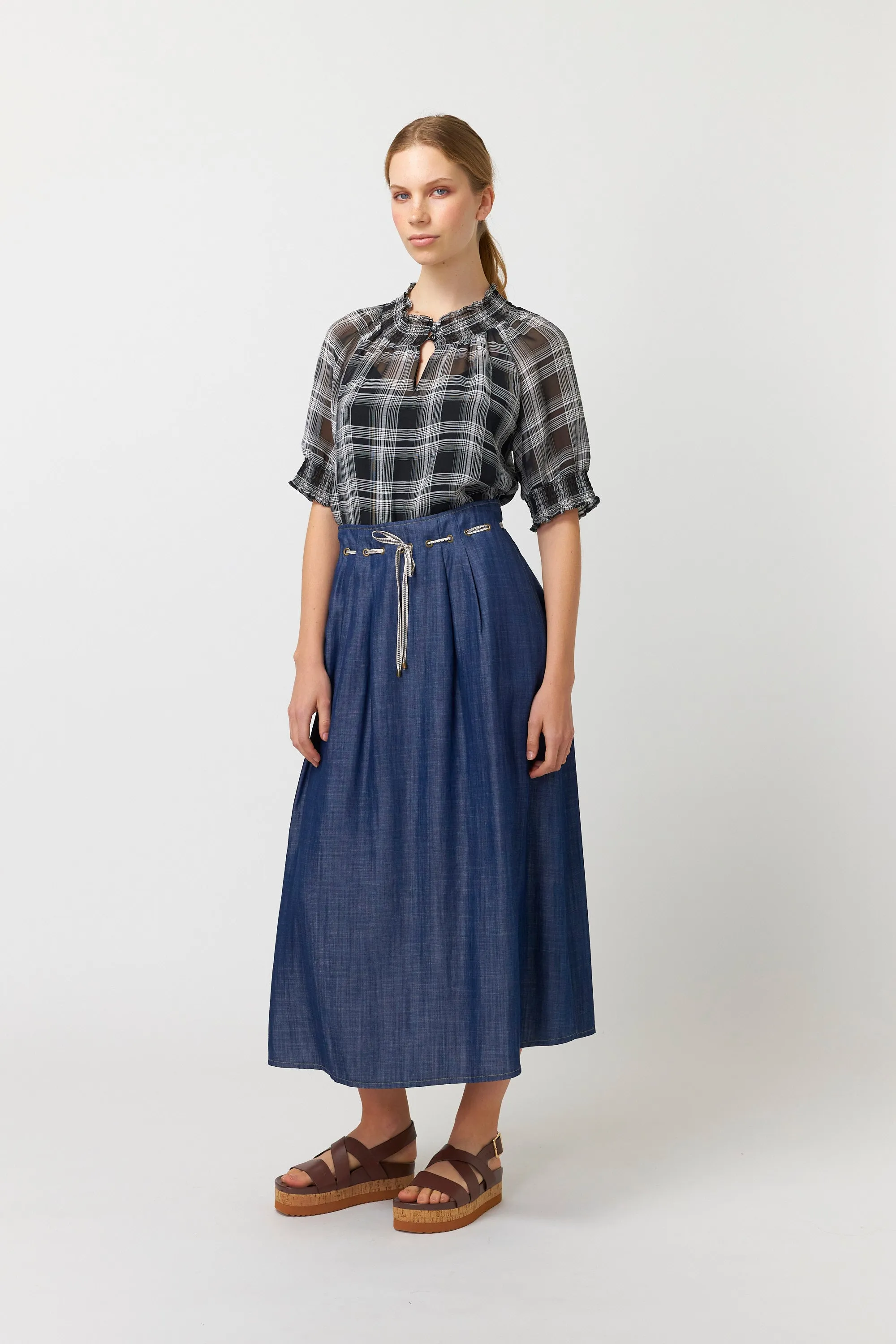 Sheer plaid top sold by Kate Sylvester product image thumbnail 2