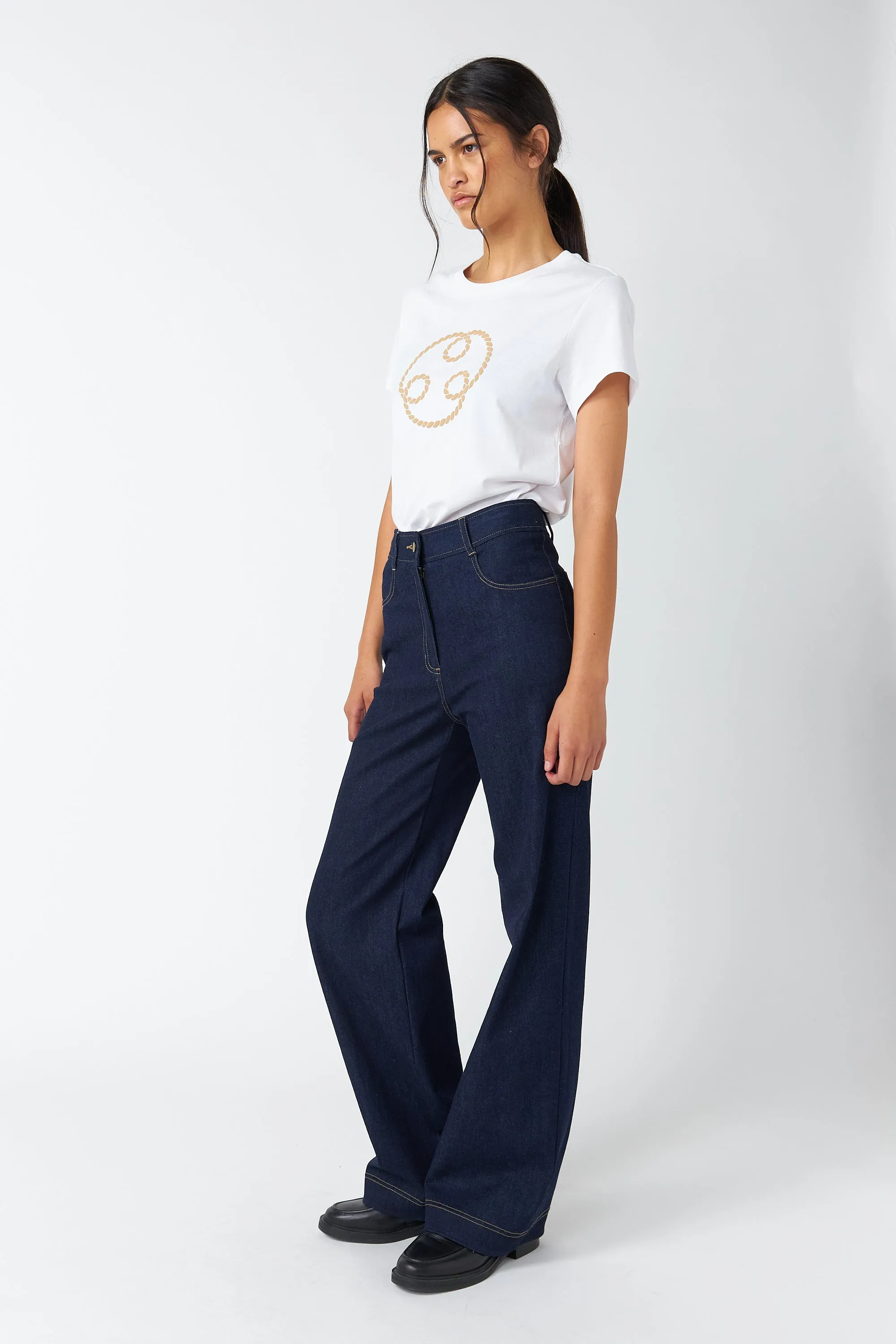 Denim flared trouser sold by Kate Sylvester product image thumbnail 3