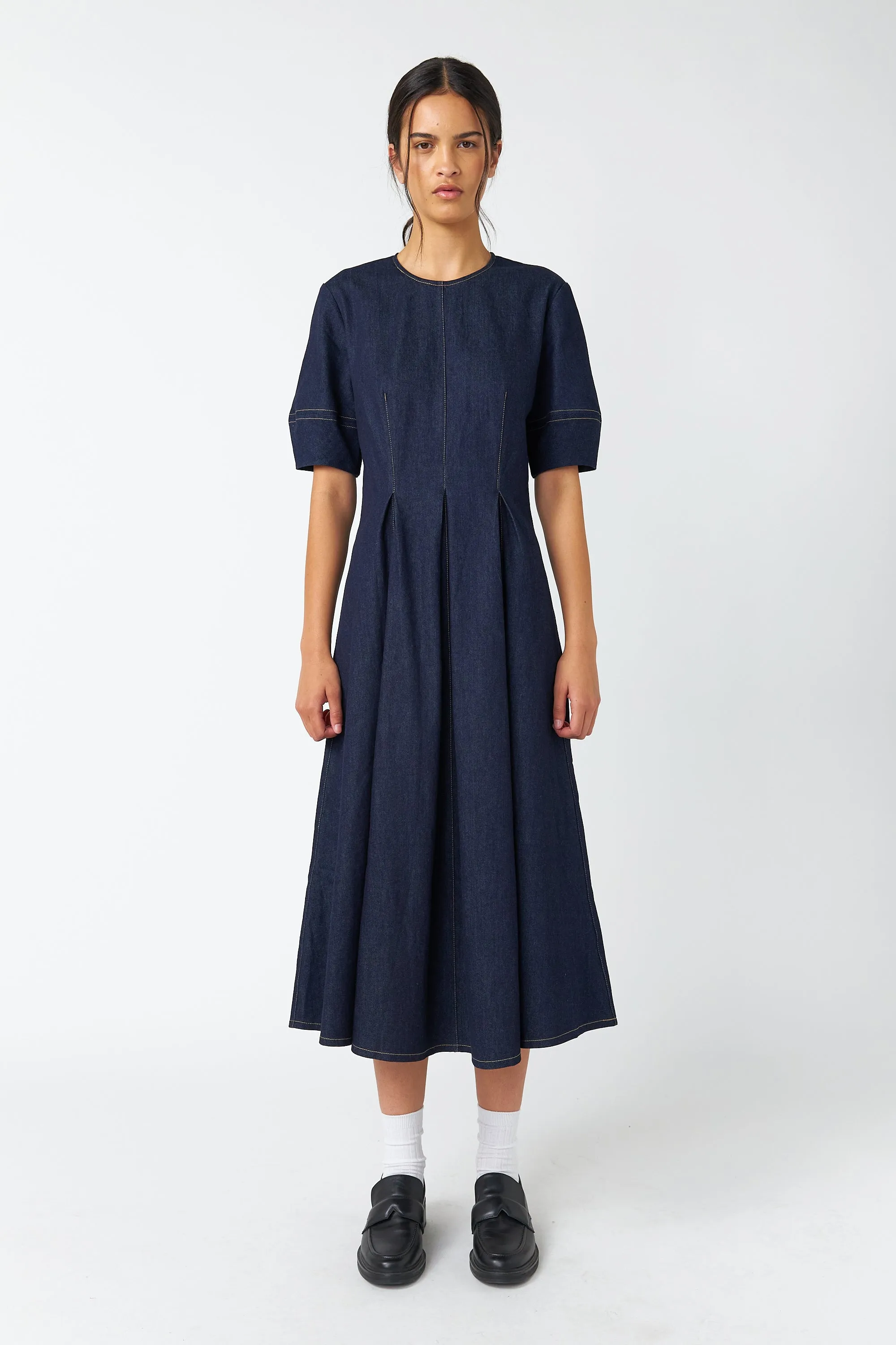 Denim godet dress sold by Kate Sylvester