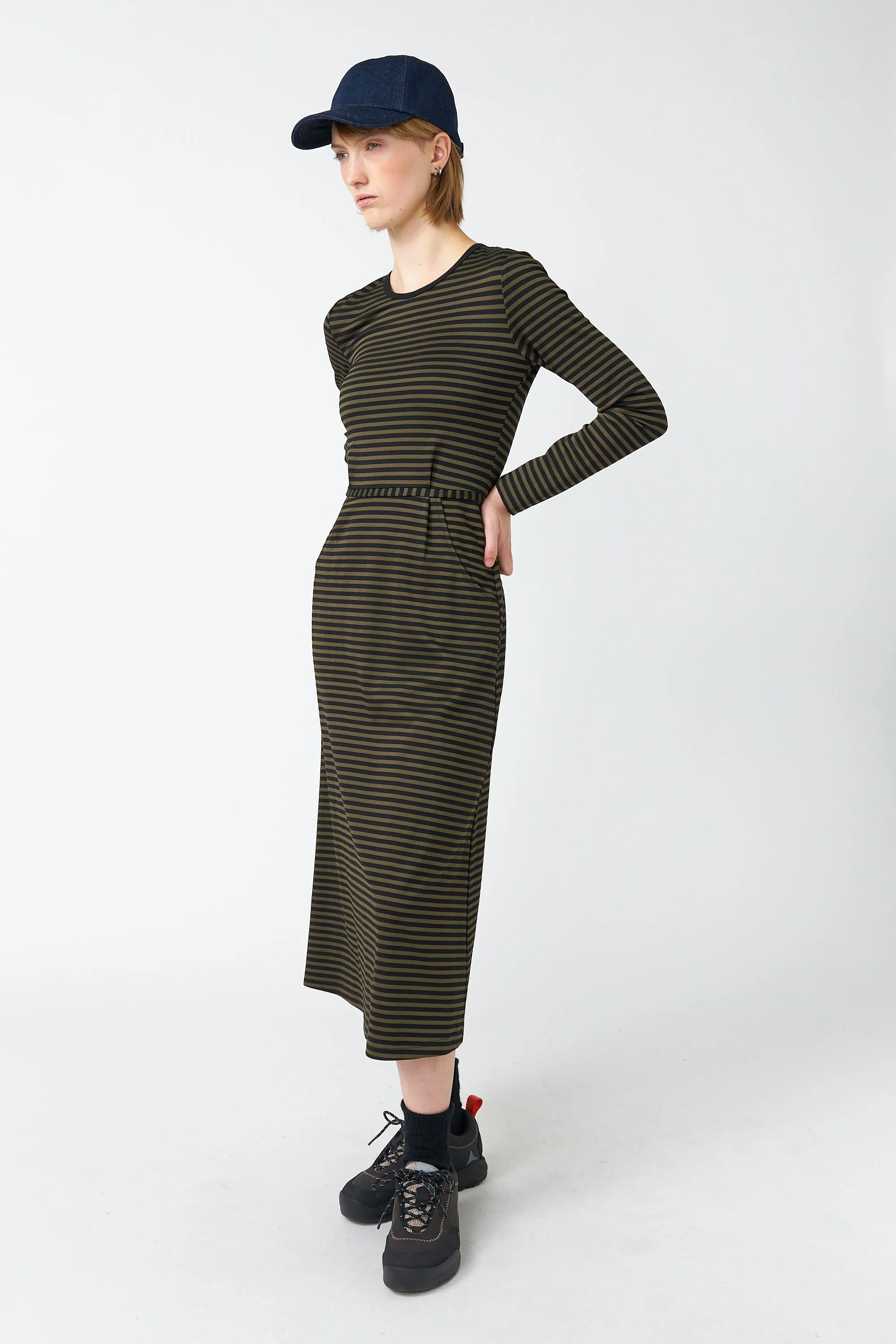 Olive stripe dress sold by Kate Sylvester product image thumbnail 2
