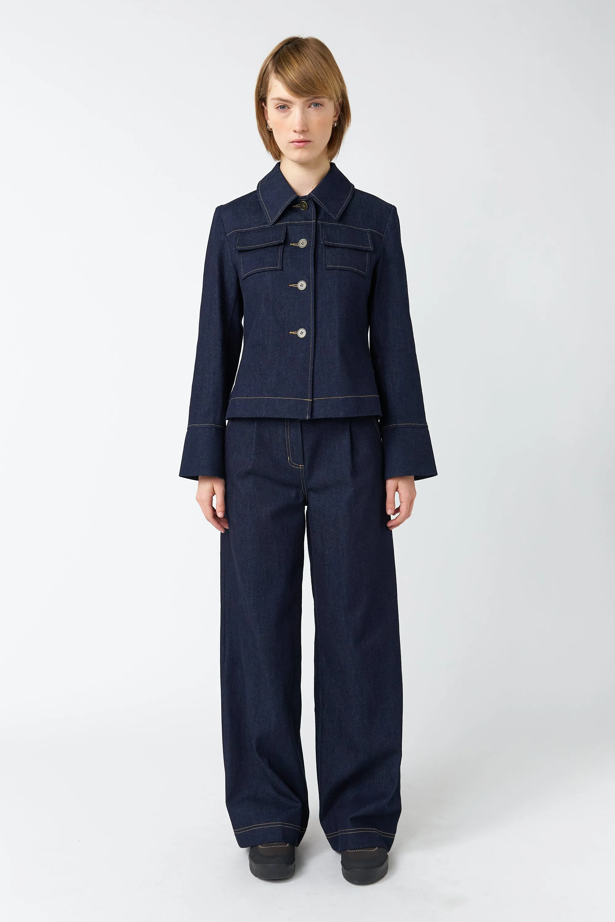 Denim pleat trouser sold by Kate Sylvester product image thumbnail 2