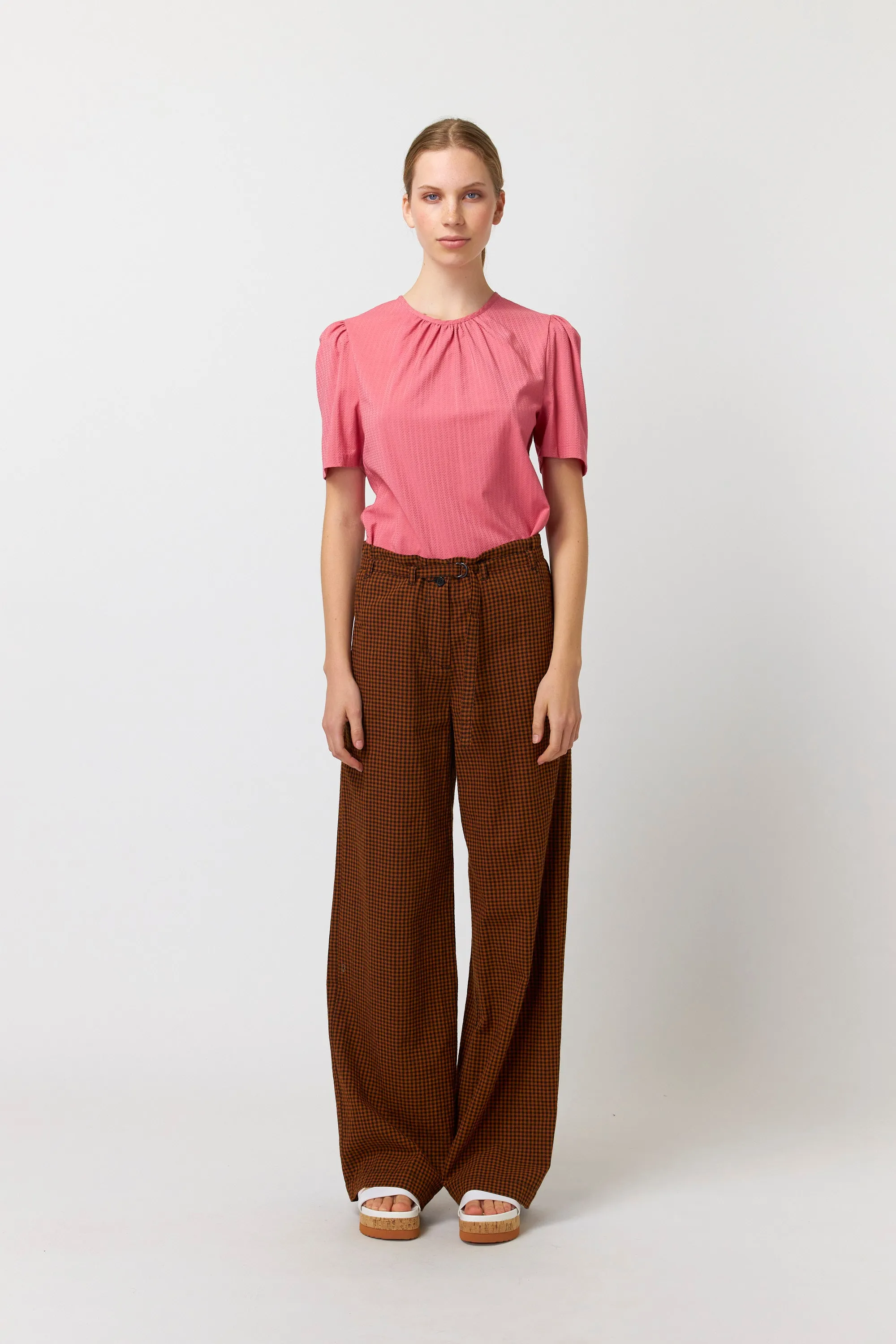 Gingham wide leg trouser sold by Kate Sylvester