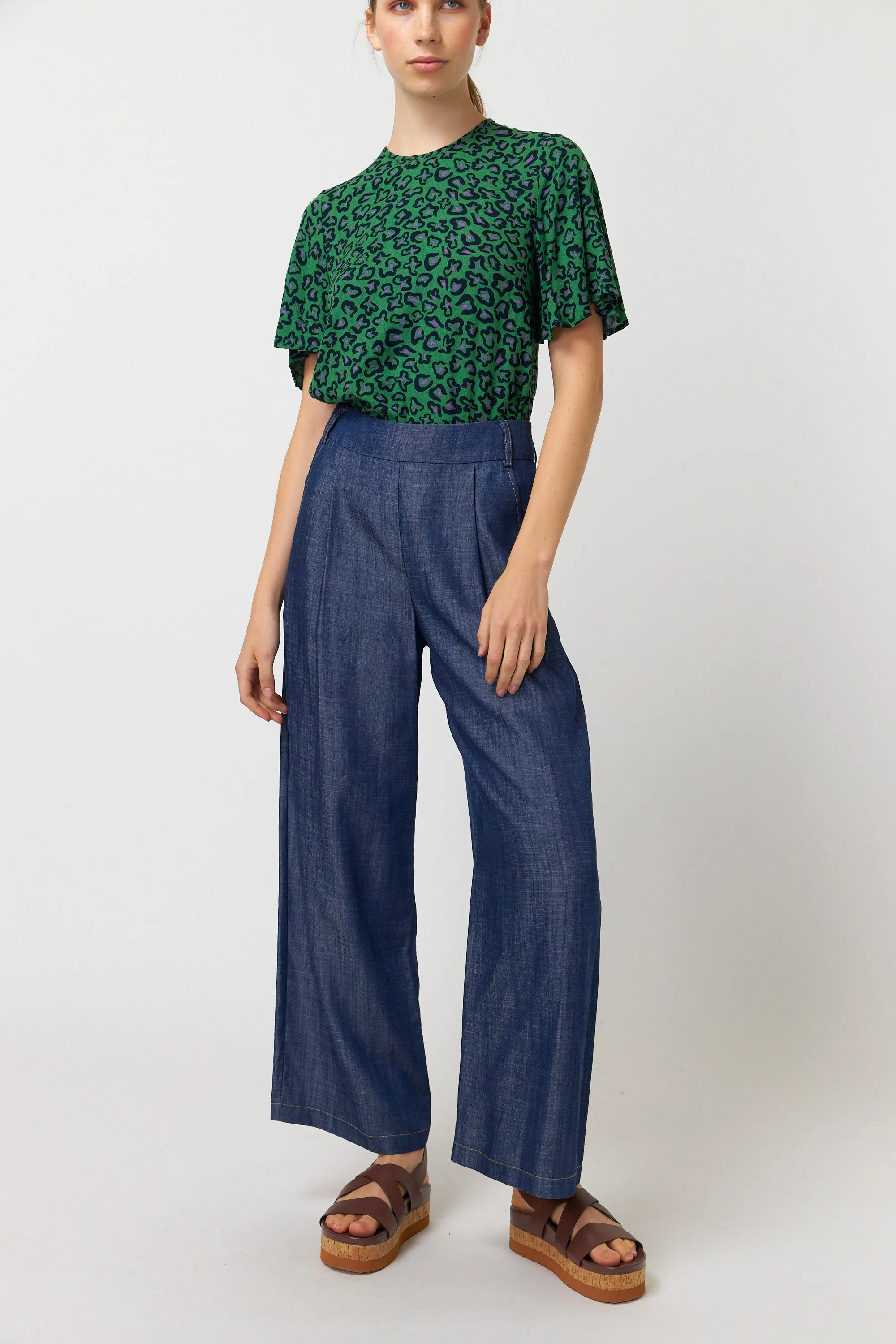 Chambray wide leg trouser sold by Kate Sylvester product image thumbnail 4