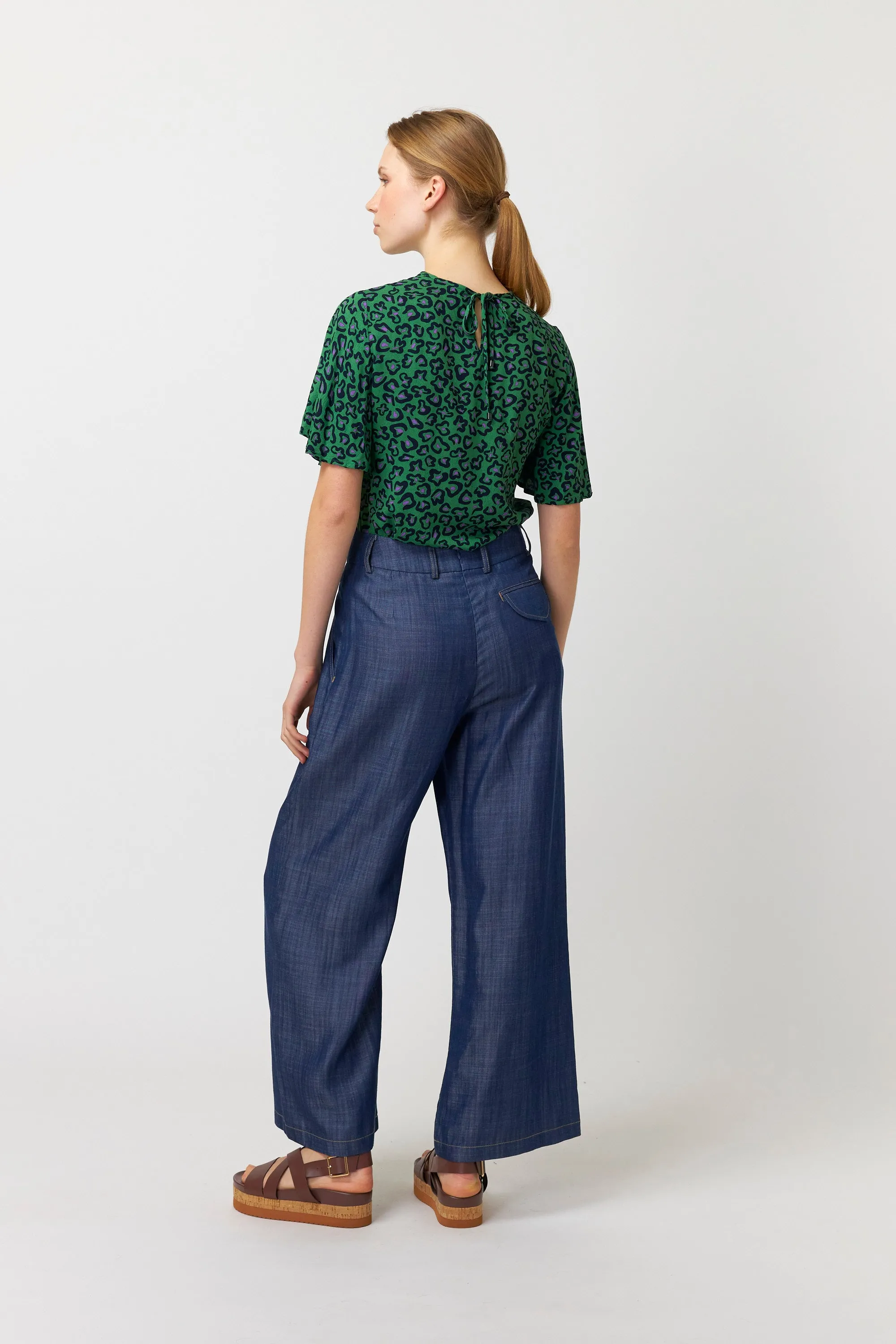 Chambray wide leg trouser sold by Kate Sylvester product image thumbnail 3