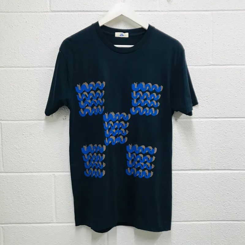 T-shirt Navy Waves Screen Print sold by Sly Studio