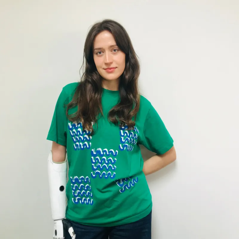 T-shirt Green Waves Screen Print sold by Sly Studio