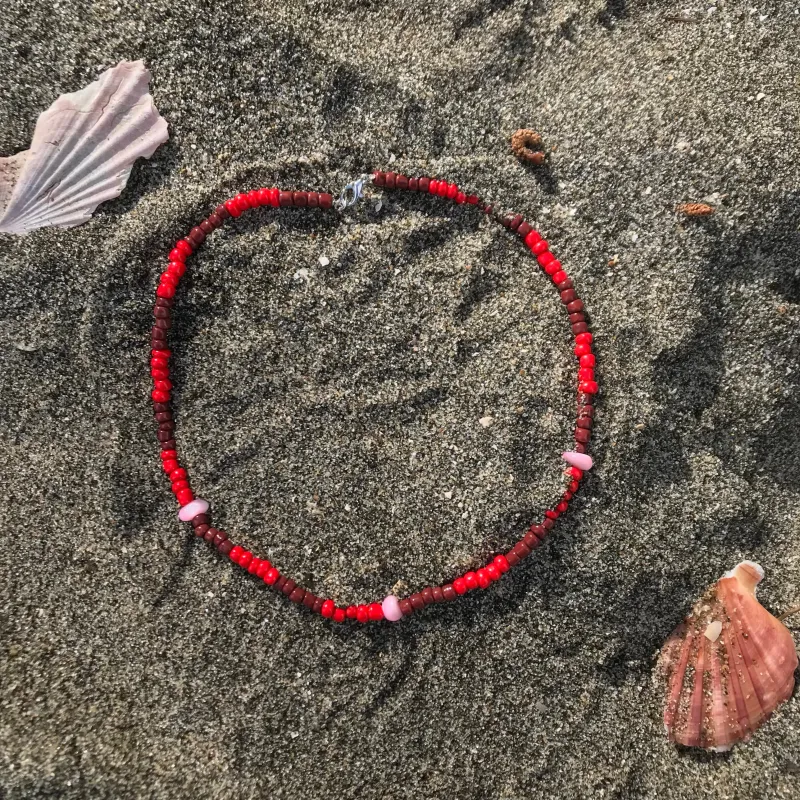 Beaded Necklace Red & Crimson sold by Sly Studio