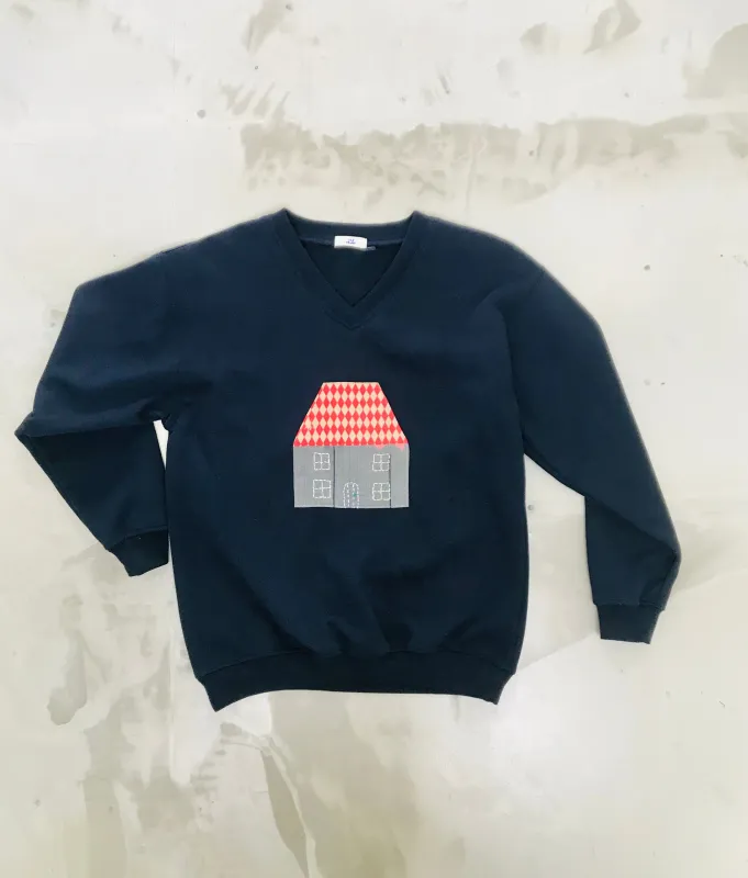 Upcycled Sweatshirt Navy Homebody sold by Sly Studio