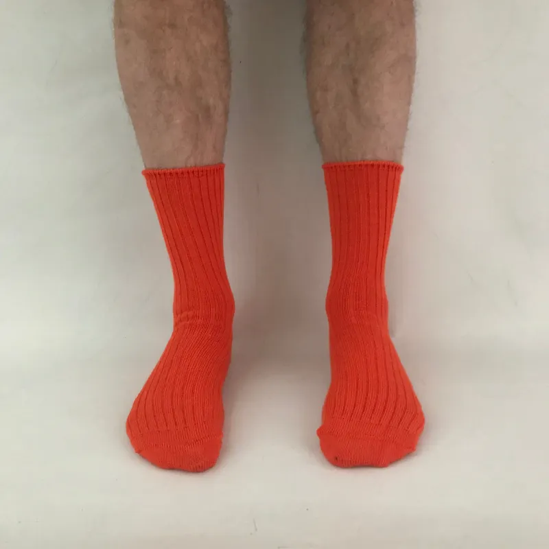 Merino Socks Ribbed Orange made by Sly Studio