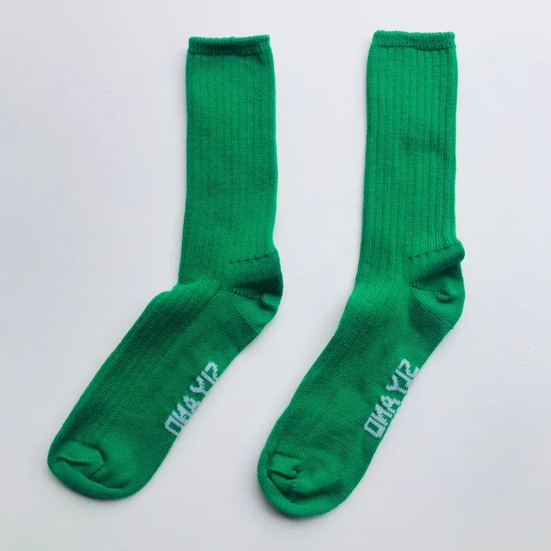 Merino Socks Ribbed Green made by Sly Studio