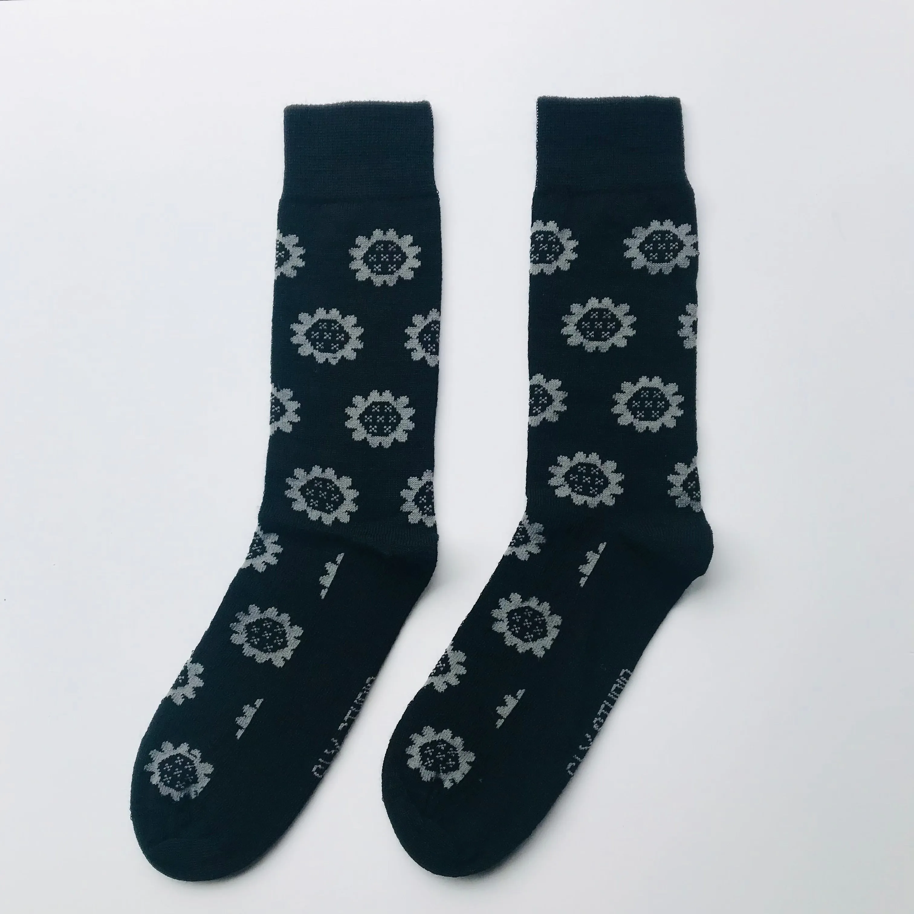 Merino Socks Floral Black sold by Sly Studio