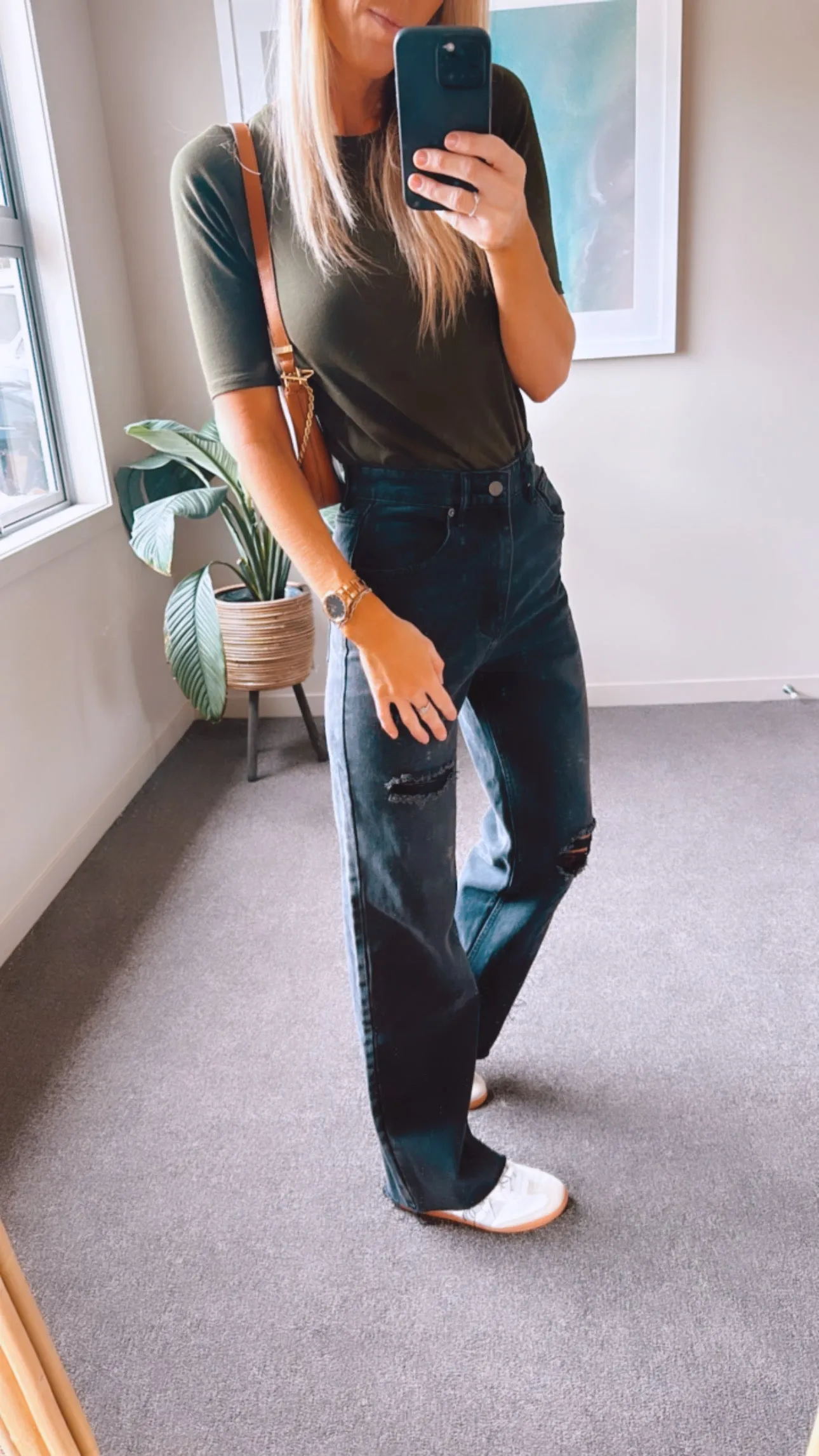 Rib 3/4 Sleeve Top - College Green sold by Love Knot War product image thumbnail 3