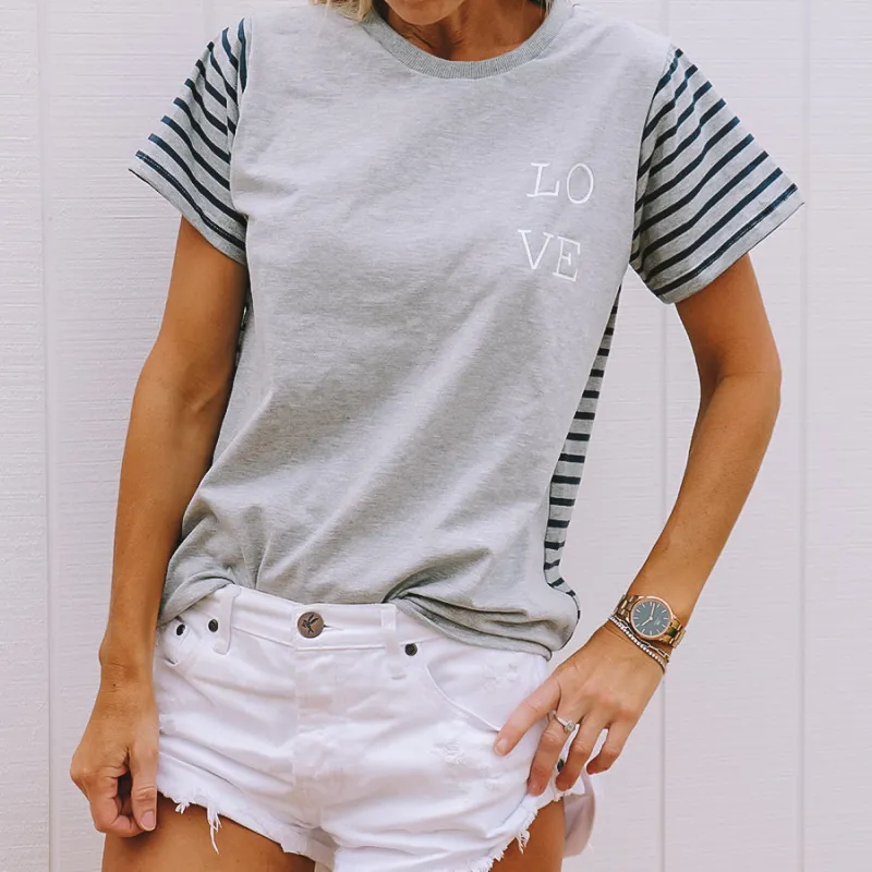 LOVE Stripe Tee sold by Love Knot War