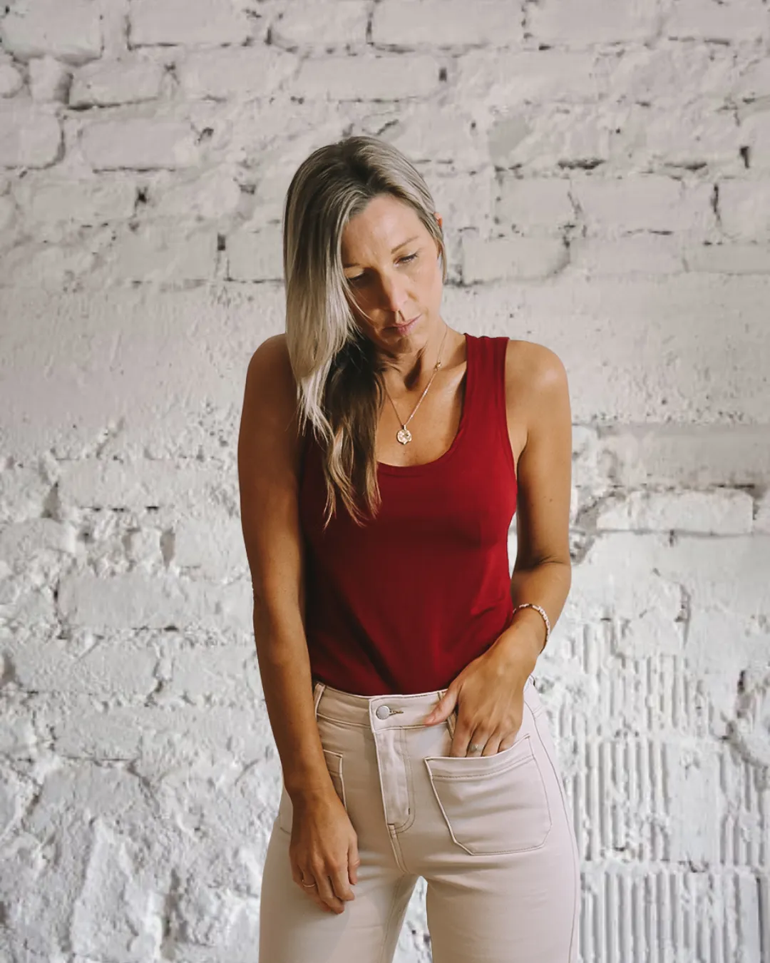 Burgundy Scoop singlet sold by Love Knot War product image thumbnail 2