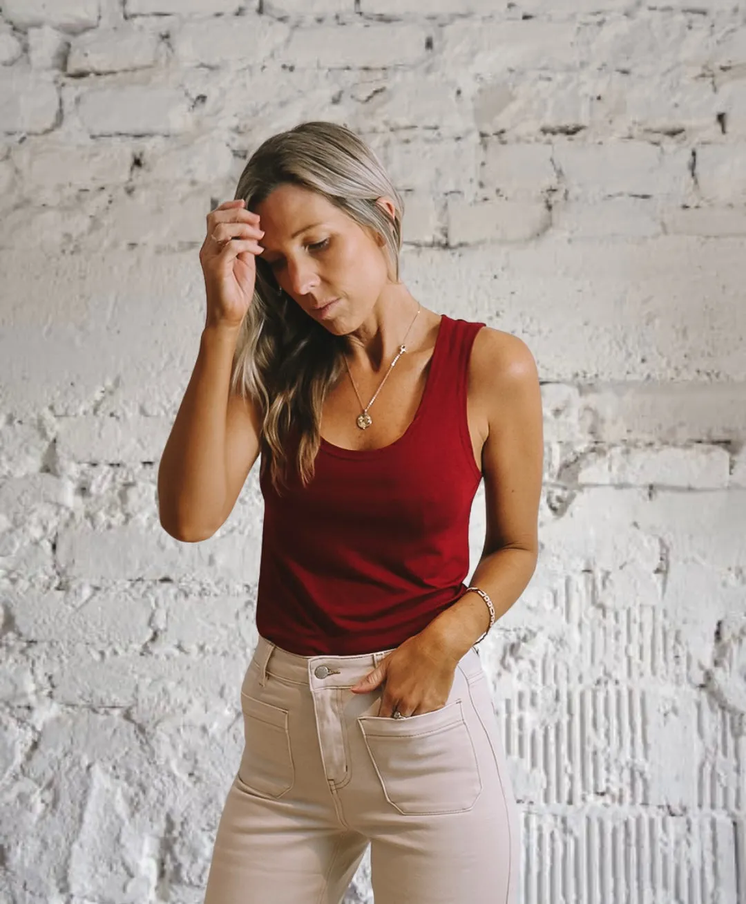 Burgundy Scoop singlet sold by Love Knot War product image thumbnail 4