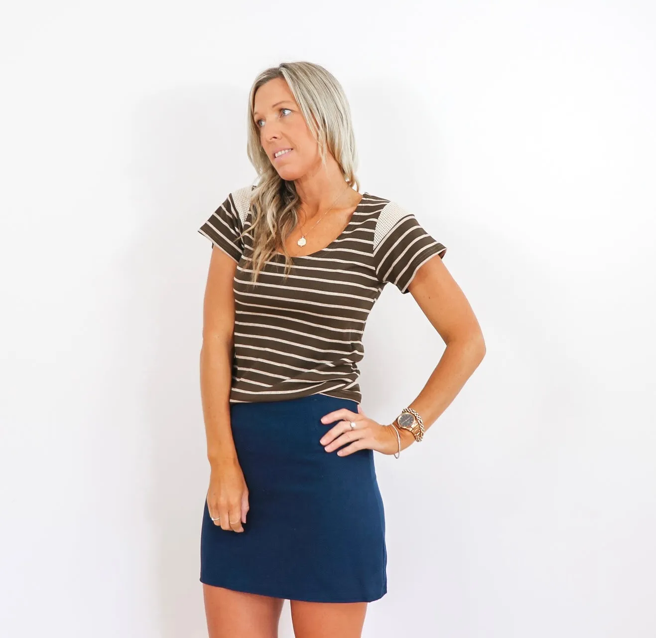Cocoa Stripe Tee sold by Love Knot War product image thumbnail 2