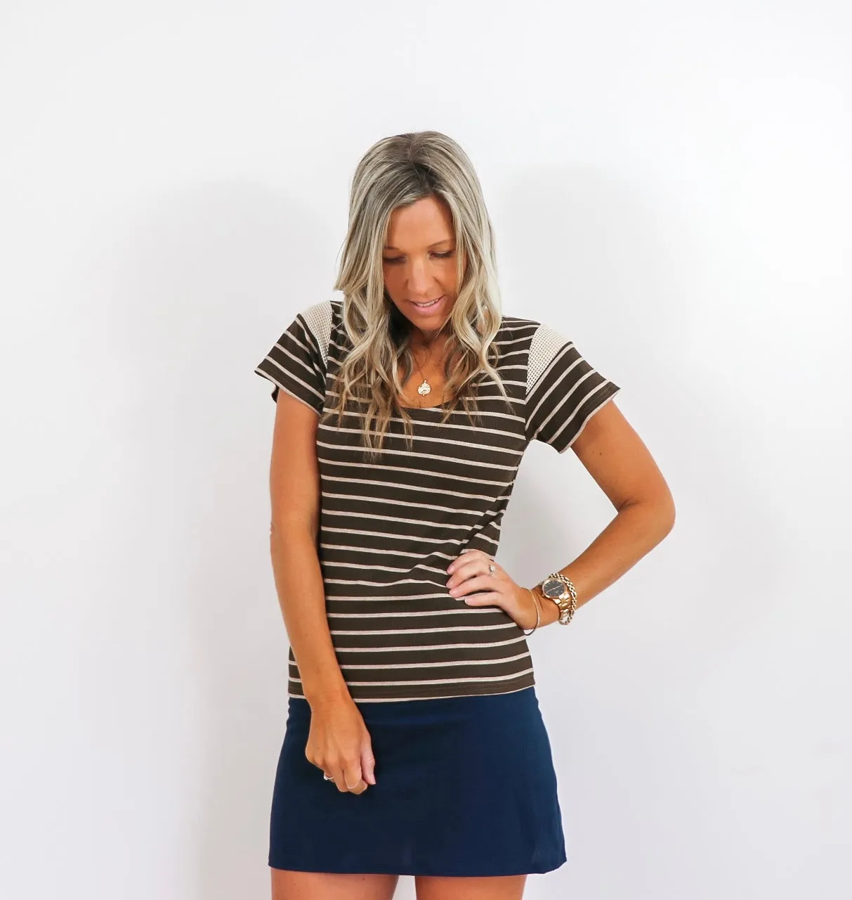 Cocoa Stripe Tee sold by Love Knot War product image thumbnail 4